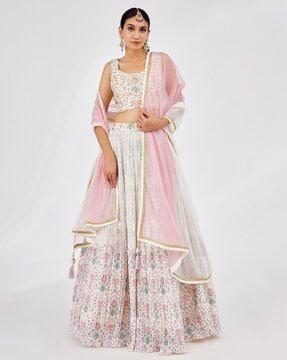 embellished & embroidery lehenga choli set with dupatta