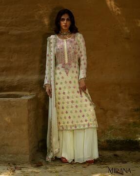 embellished & embroidery straight kurta set