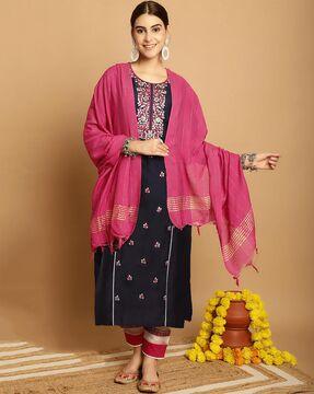 embellished & embroidery straight kurta set