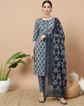 embellished & embroidery straight kurta set