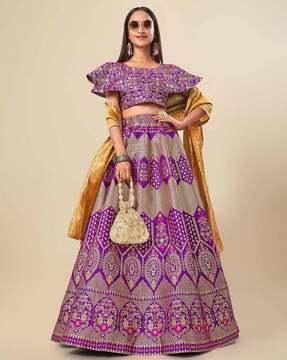 embellished  woven kalidar lehenga choli set with dupatta