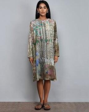 embellished 3/4th sleeves a-line dress