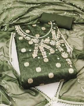 embellished 3-piece unstitched dress material
