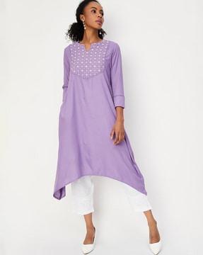 embellished a-line asymmetric kurta