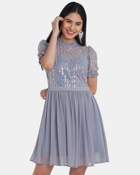 embellished a-line dress