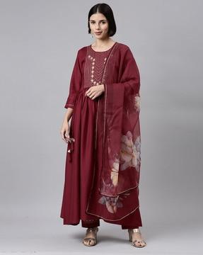 embellished a-line kurta & palazzo set