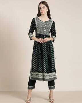 embellished a-line kurta & pants set