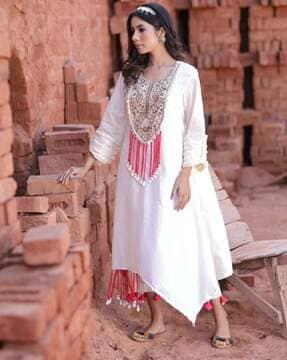 embellished a-line kurta & pants set