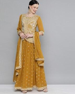 embellished a-line kurta set