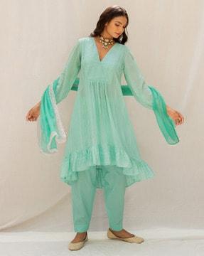 embellished a-line kurta set