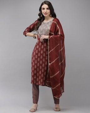 embellished a-line kurta set