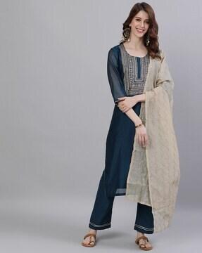 embellished a-line kurta set