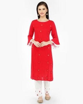 embellished a-line kurta set