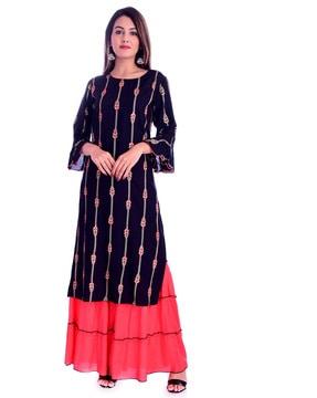 embellished a-line kurta set