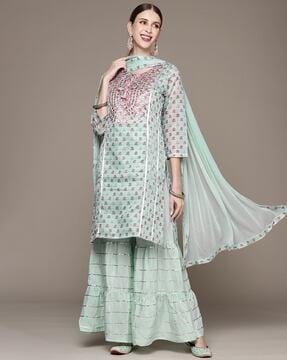 embellished a-line kurta set