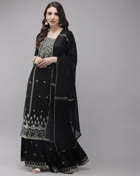 embellished a-line kurta set