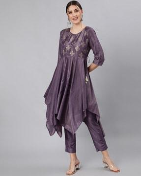 embellished a-line kurta set