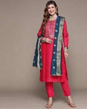 embellished a-line kurta set