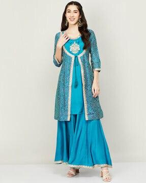 embellished a-line kurta set