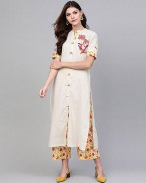 embellished a-line kurta set