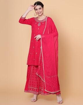 embellished a-line kurta set