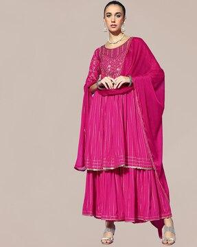 embellished a-line kurta set