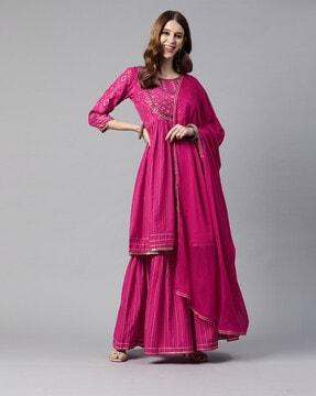 embellished a-line kurta set