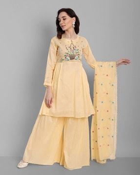 embellished a-line kurta suit set