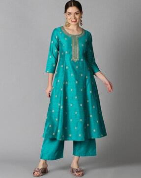 embellished a-line kurta with palazzos