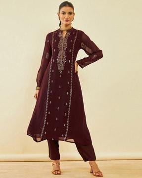 embellished a-line kurta with pants