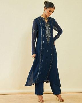 embellished a-line kurta with pants