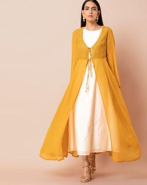 embellished a-line layered kurta