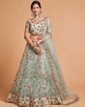 embellished a-line lehenga choli set with dupatta