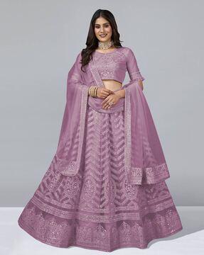 embellished a-line lehenga choli set with dupatta