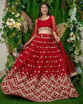 embellished a-line lehenga choli set with dupatta