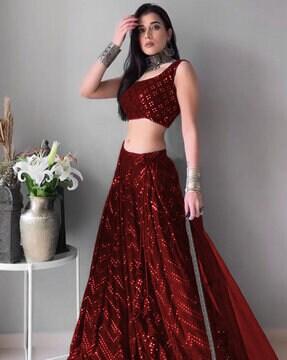 embellished a-line lehenga choli set with dupatta