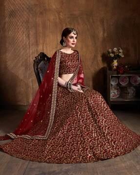 embellished a-line lehenga choli set with dupatta