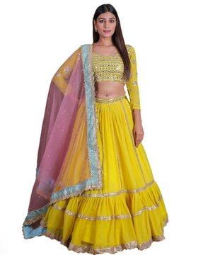 embellished a-line lehenga choli set with dupatta