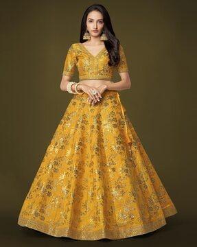 embellished a-line lehenga choli with dupatta