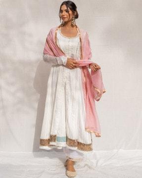 embellished anarkali kurta & pyjama with dupatta set