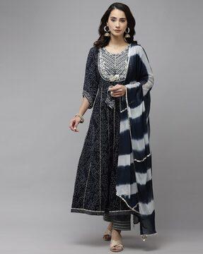 embellished anarkali kurta set with dupatta