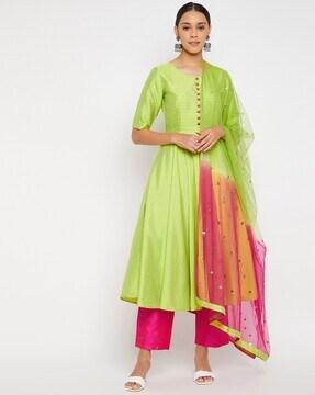 embellished anarkali kurta set