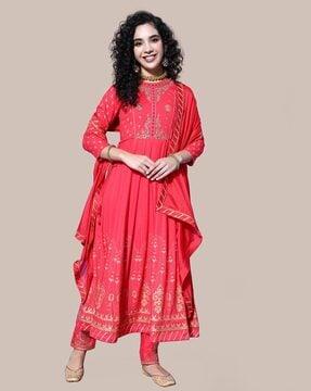 embellished anarkali kurta set