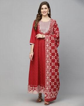 embellished anarkali kurta set