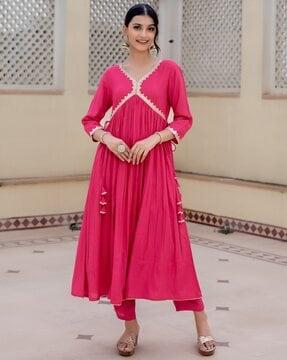 embellished anarkali kurta set