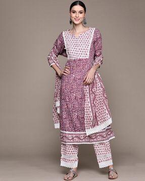 embellished anarkali kurta suit set