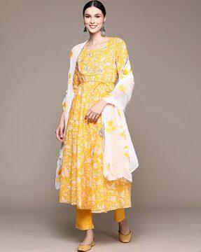 embellished anarkali kurta suit set