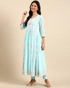 embellished anarkali kurta suit set