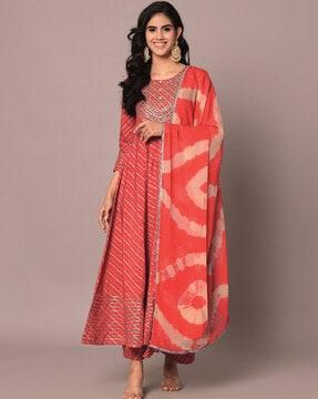 embellished anarkali kurta suit set