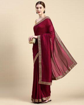 embellished art silk saree with border